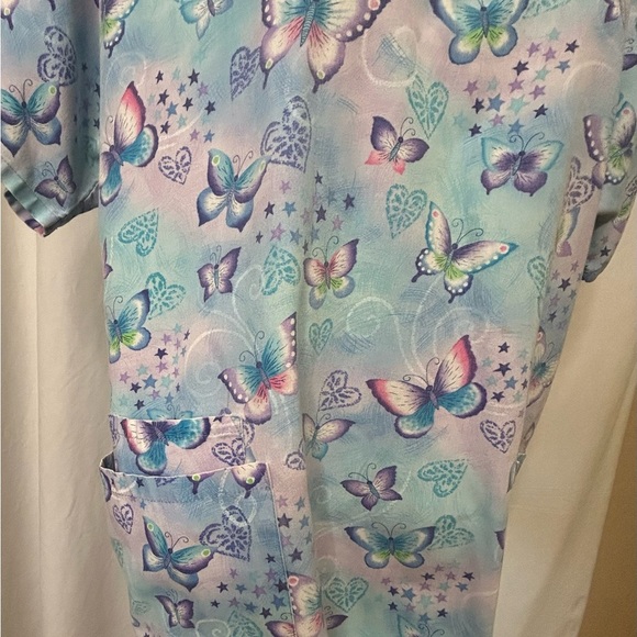 Smart‎ Scrubs Pastel Butterfly Print Top - Picture 4 of 5